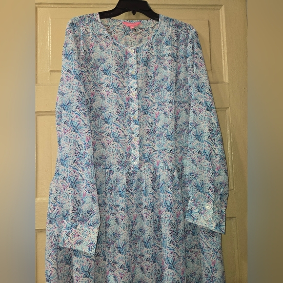 Simply Southern Confetti Semi Sheer Midi Long Sleeve Dress NWT - Picture 6 of 11